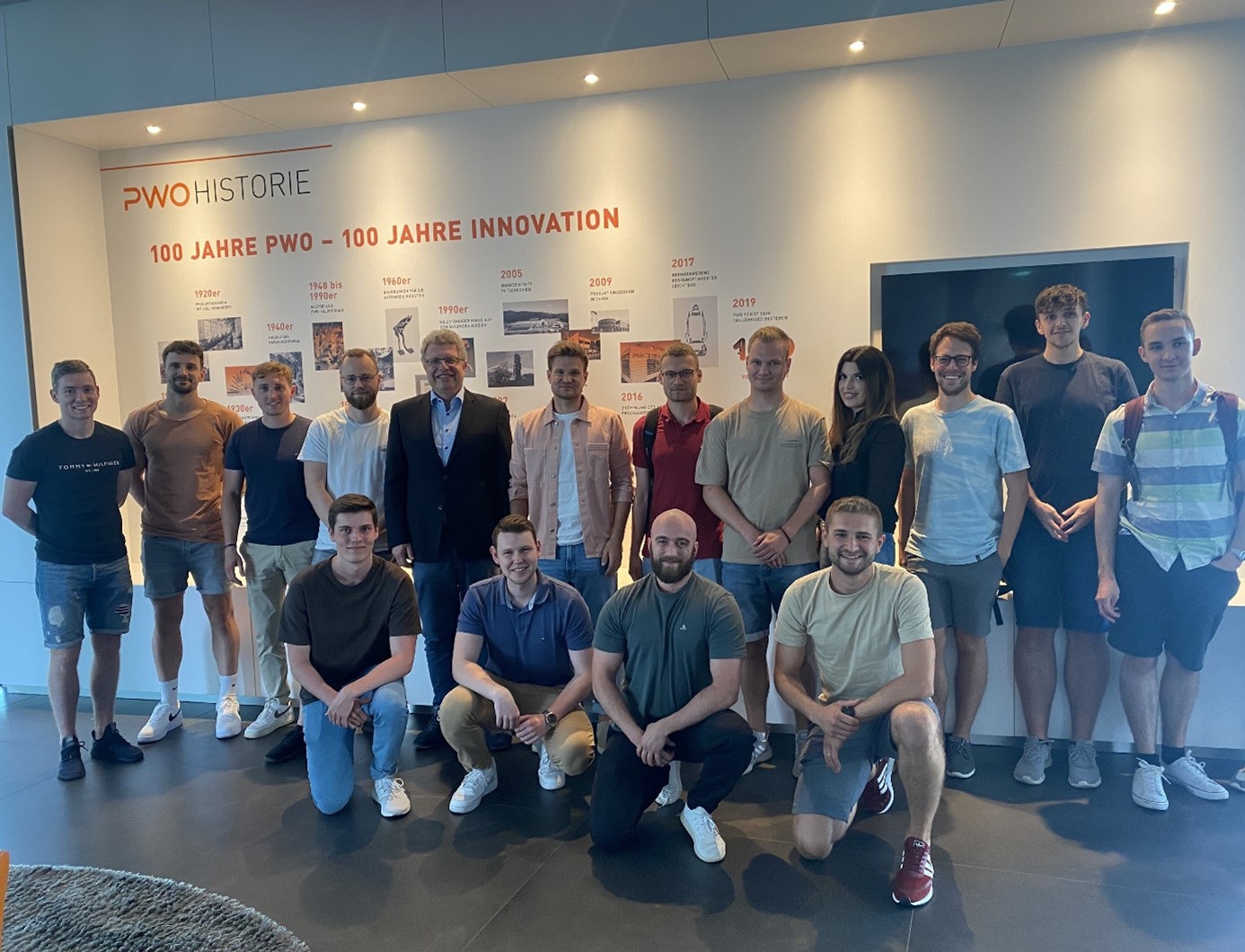 Master-Studierende, Prof. Ulrich Bantleon und Henrik Singler (Group Risk Manager & Controller) Gruppenbild Besuch von Master-Studierenden bei der PWO AG